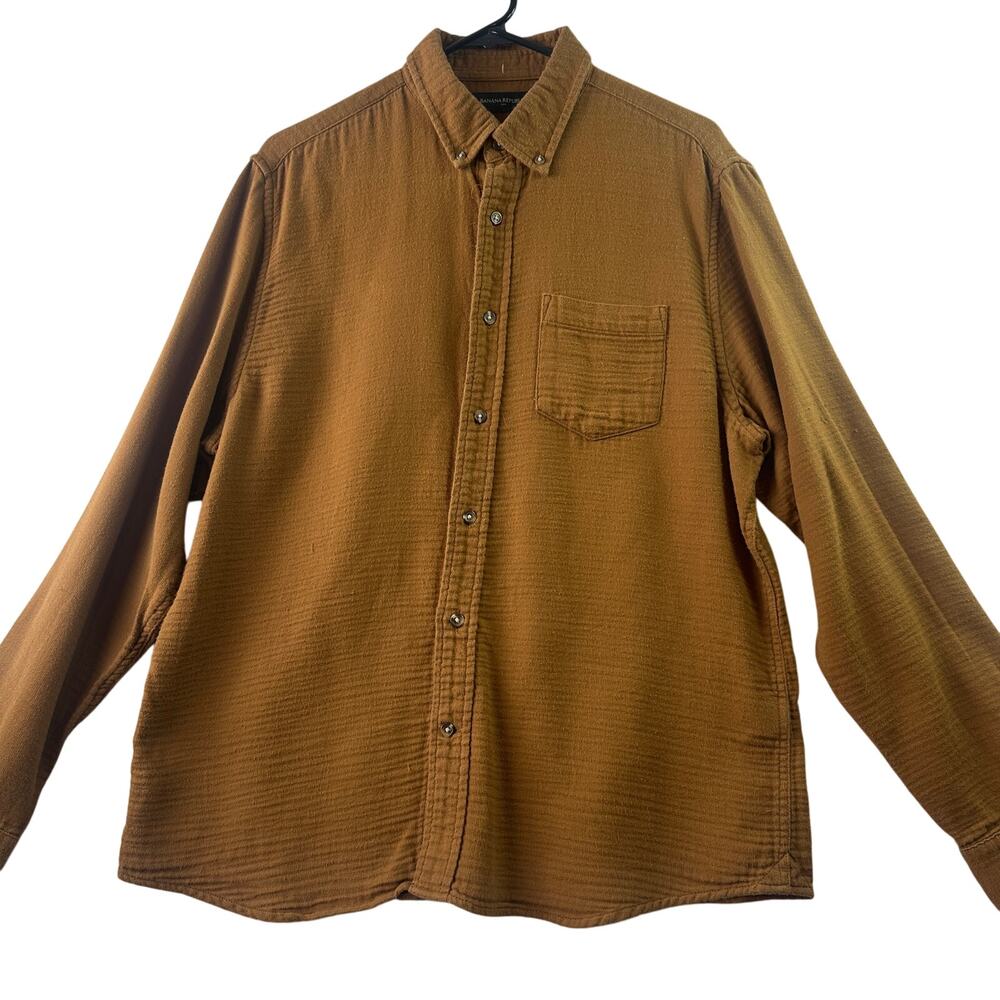 Banana Republic Men’s Brown Cotton Button-Down • Standard Fit • Size L
